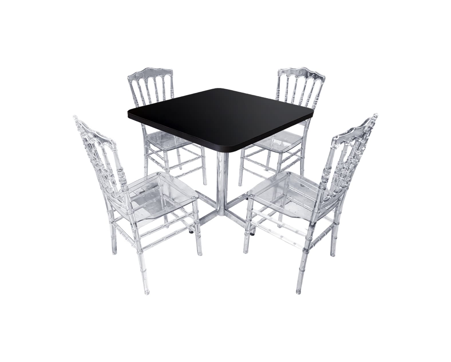 Conjunto Modelo Tiffany Negro Mate - estándar 4 sillas