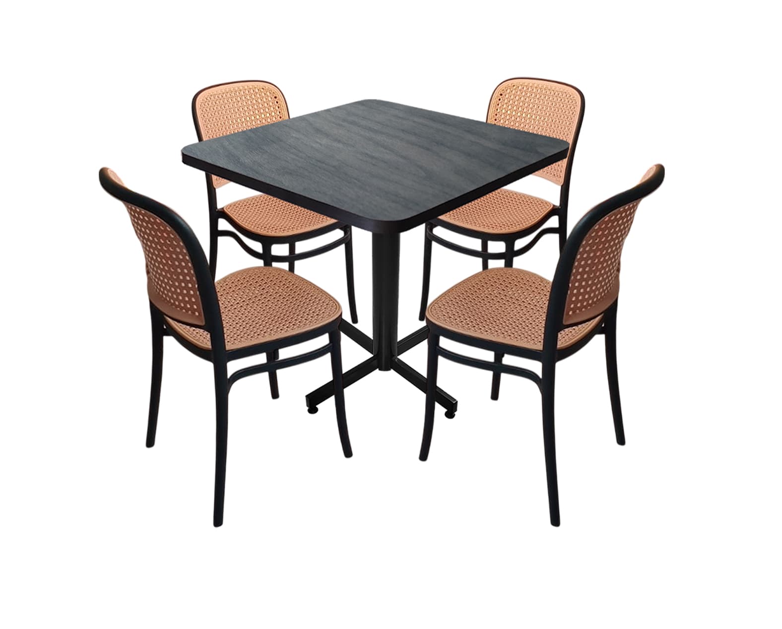 Conjunto Modelo Tulum Nogal Oscuro- estándar 4 sillas