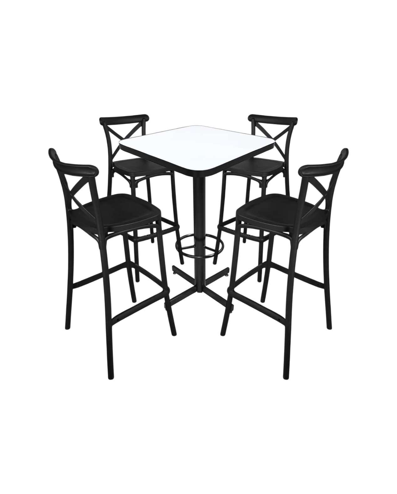 Conjunto Periquero Modelo Crossback Blanca - 4 bancos