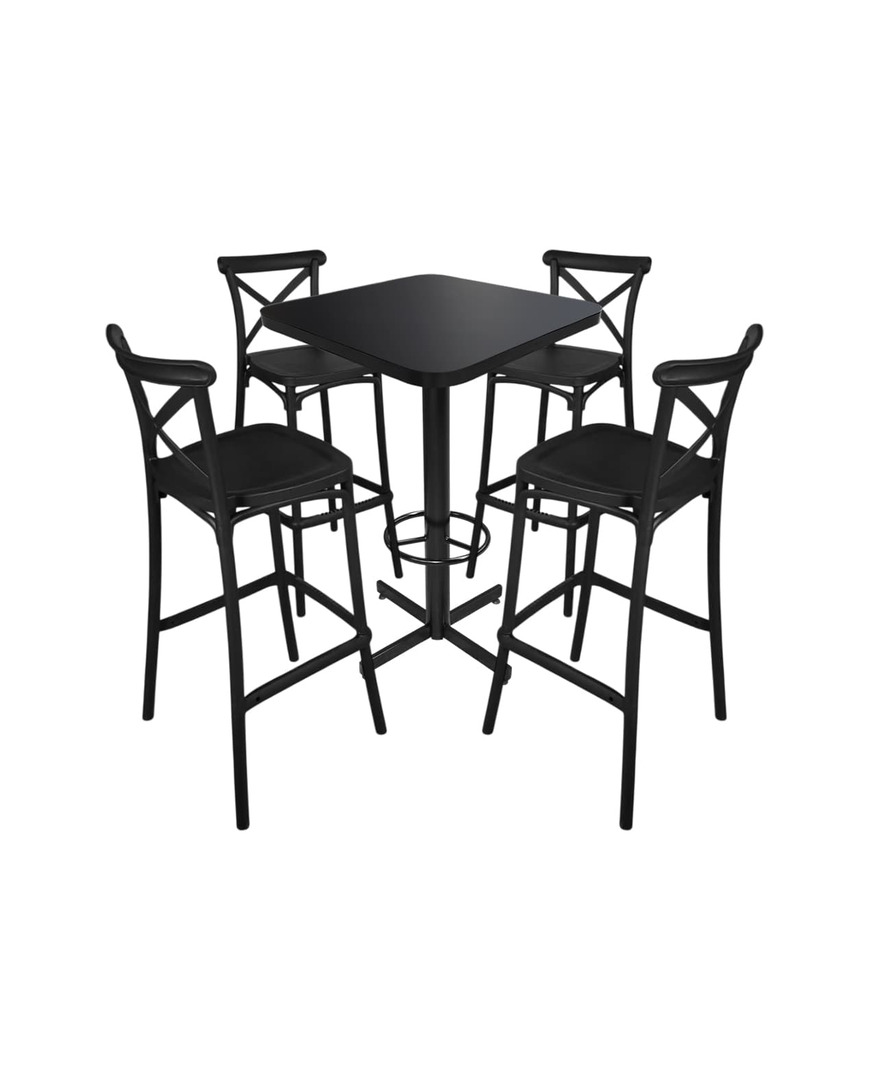 Conjunto Periquero Modelo Crossback Negro Mate - 4 bancos