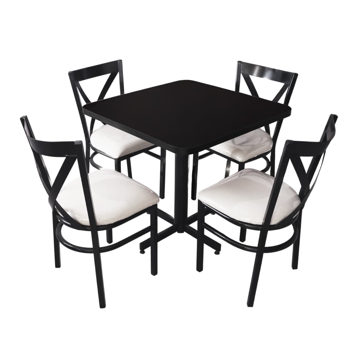 Conjunto Modelo Roma Negro Brillante - estándar 4 sillas