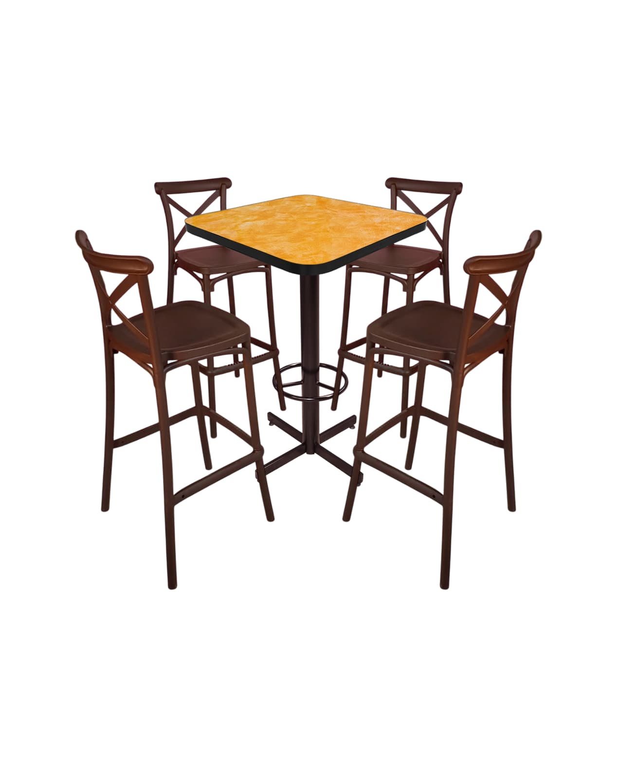 Conjunto Periquero Modelo Crossback Amarillo Deslavado - 4 bancos view 2