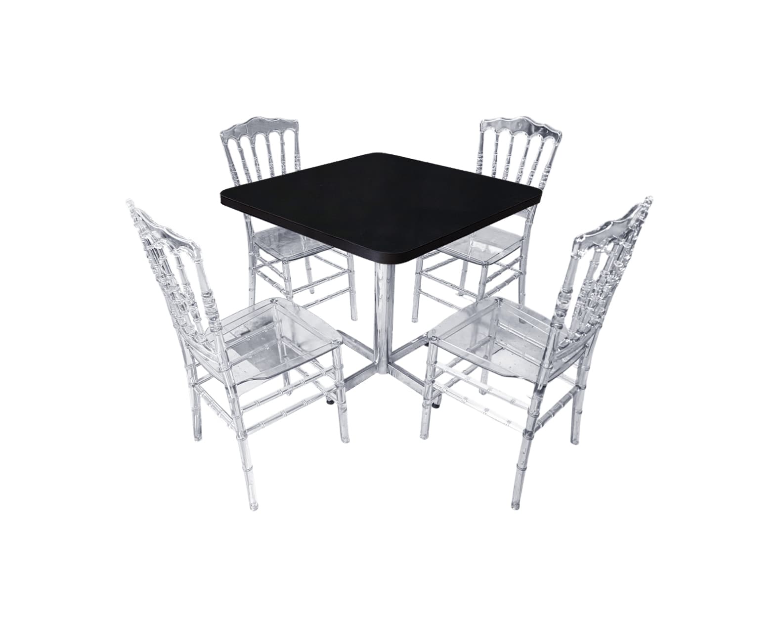 Conjunto Modelo Tiffany Negro Brillante - estándar 4 sillas