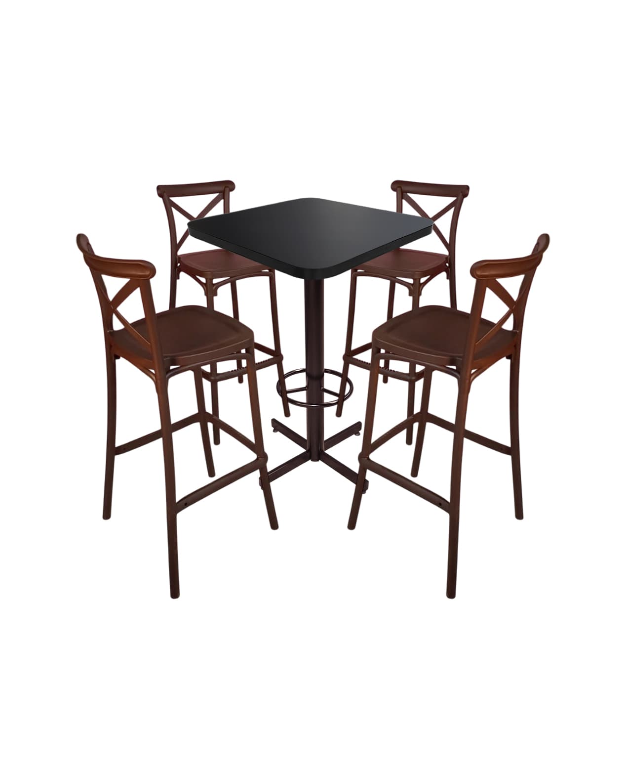 Conjunto Periquero Modelo Crossback Negro Mate - 4 bancos view 2