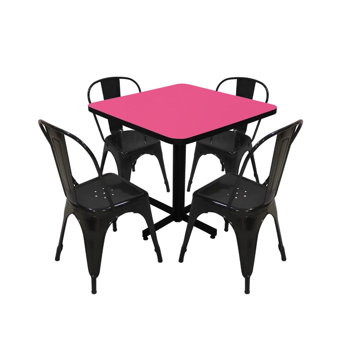 Conjunto Modelo Tolix Rosa Mate - estándar 4 sillas