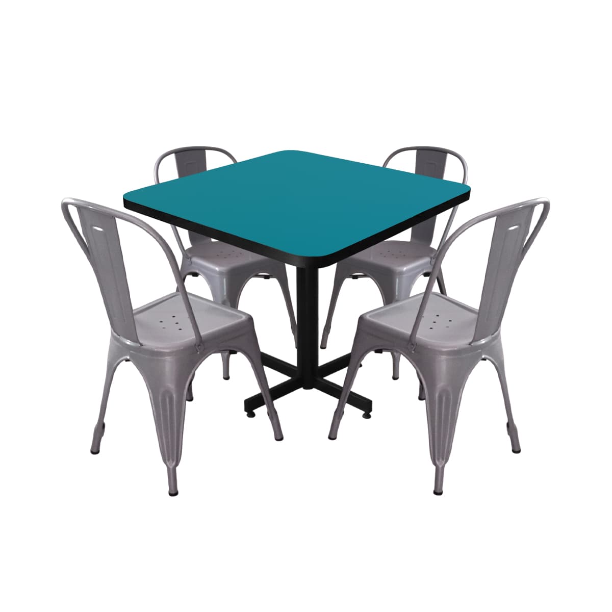 Conjunto Modelo Tolix Turquesa - estándar 4 sillas