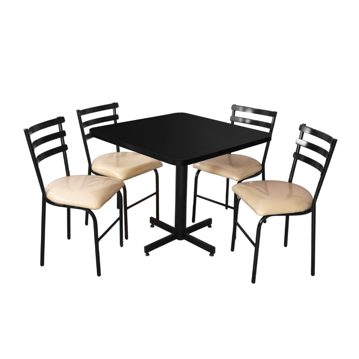 Conjunto Modelo Panda Negro Mate - estándar 4 sillas