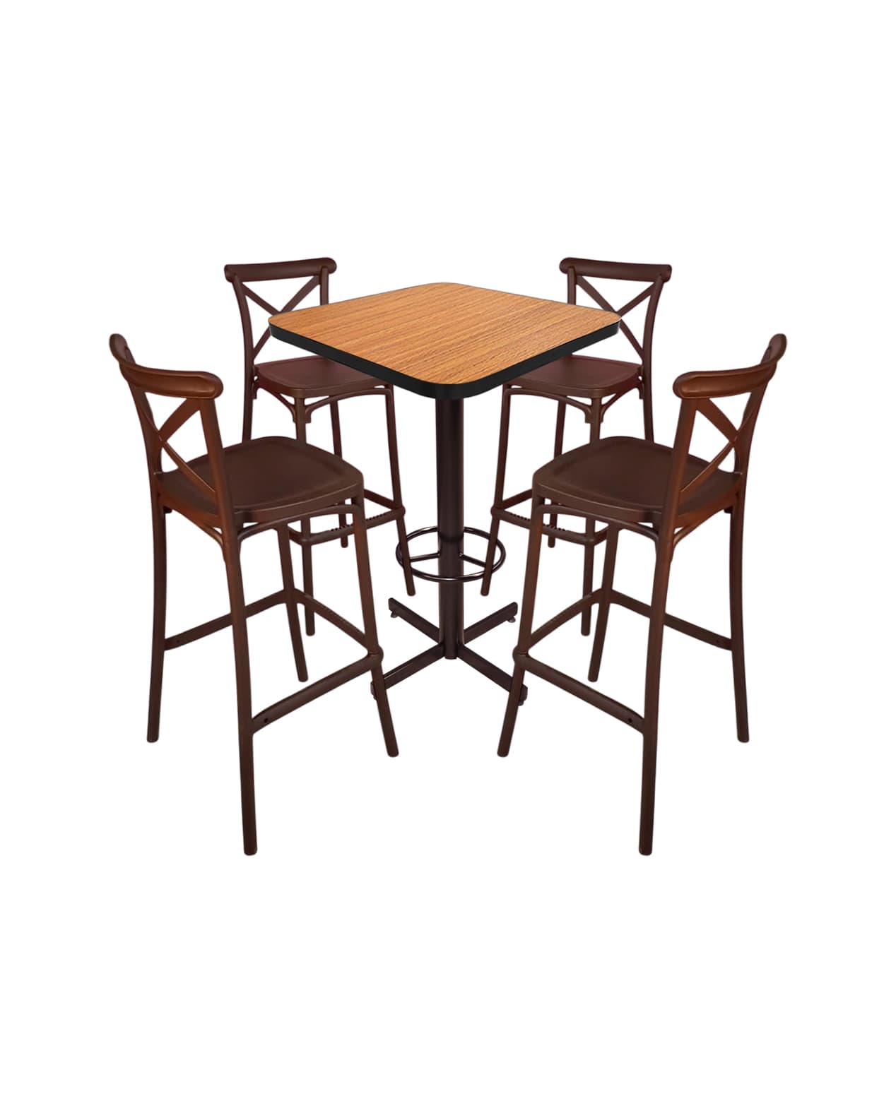 Conjunto Periquero Modelo Crossback Roble - 4 bancos view 2