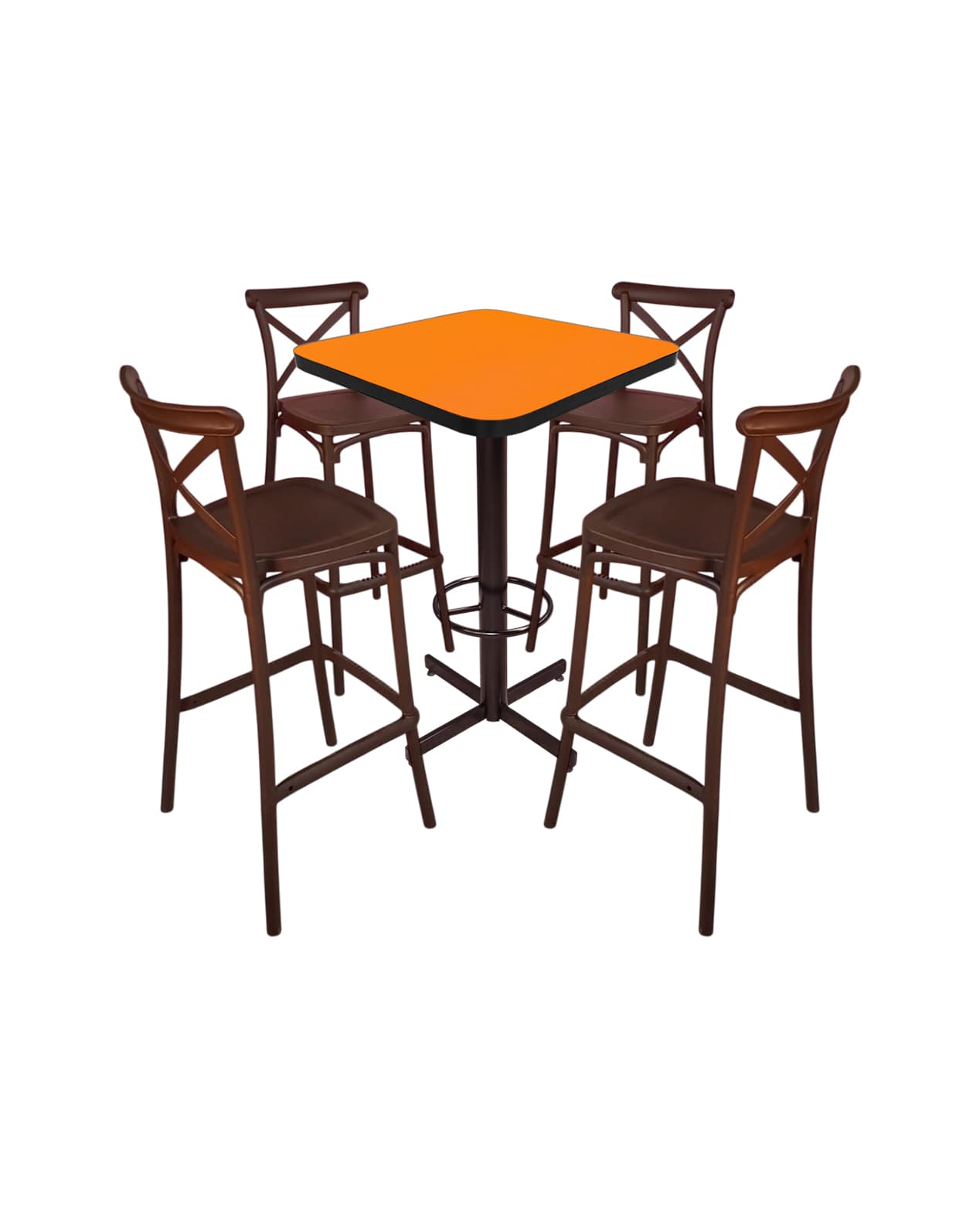 Conjunto Periquero Modelo Crossback Naranja Liso - 4 bancos view 2