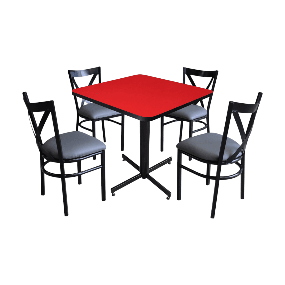 Conjunto Modelo Roma Rojo Liso Brillante - estándar 4 sillas view 11