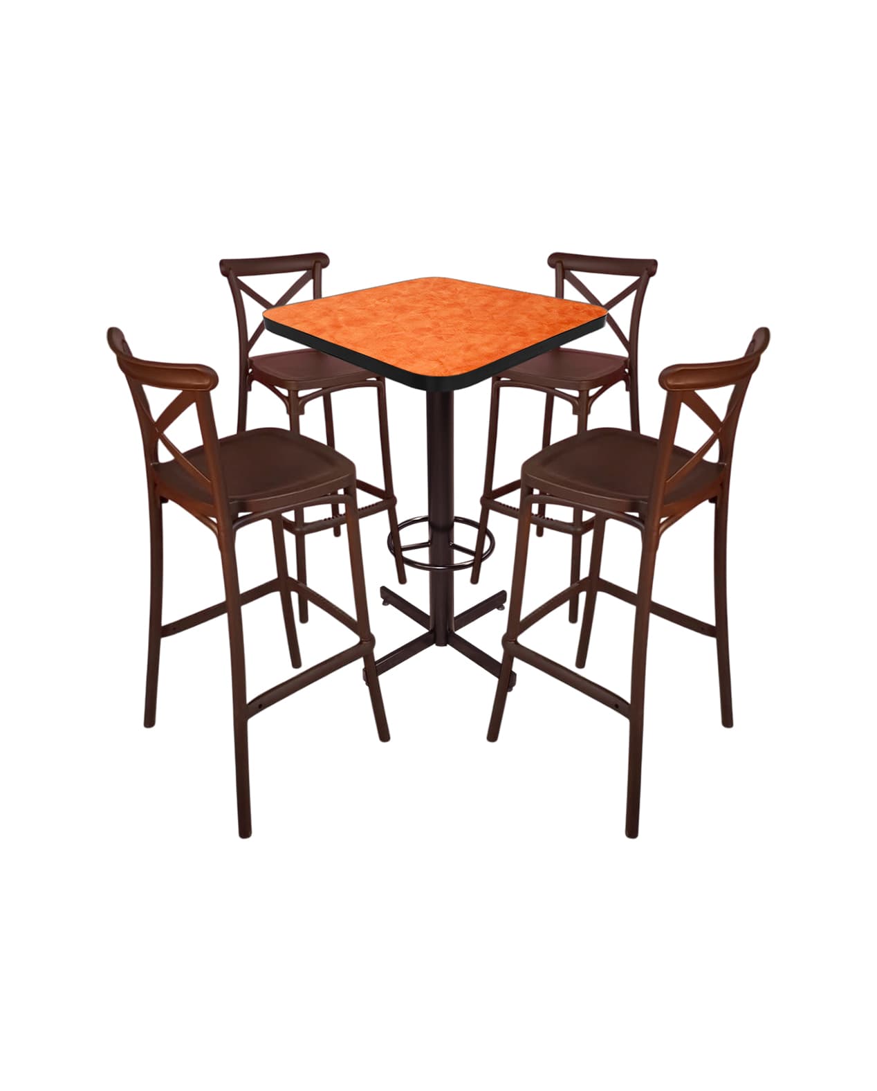 Conjunto Periquero Modelo Crossback Naranja Deslavado - 4 bancos view 2