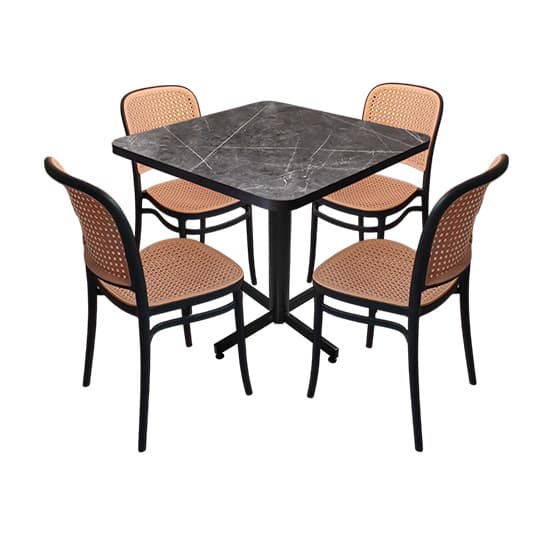 Conjunto Modelo Tulum Gris Carrara - estándar 4 sillas