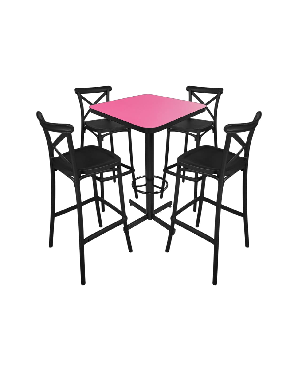 Conjunto Periquero Modelo Crossback Rosa Mate - 4 bancos
