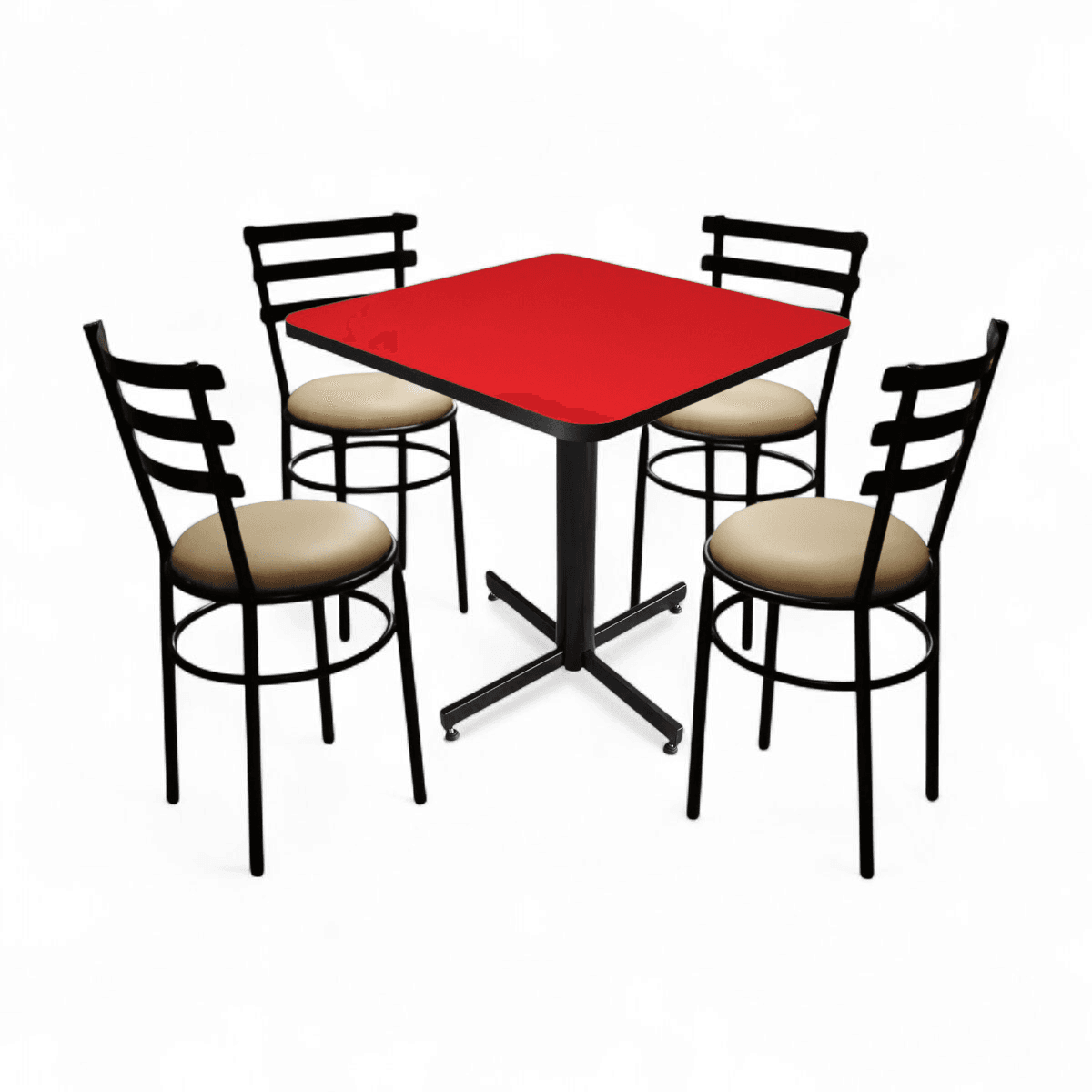 Conjunto Modelo Solera Rojo Liso Brillante - estándar 4 sillas