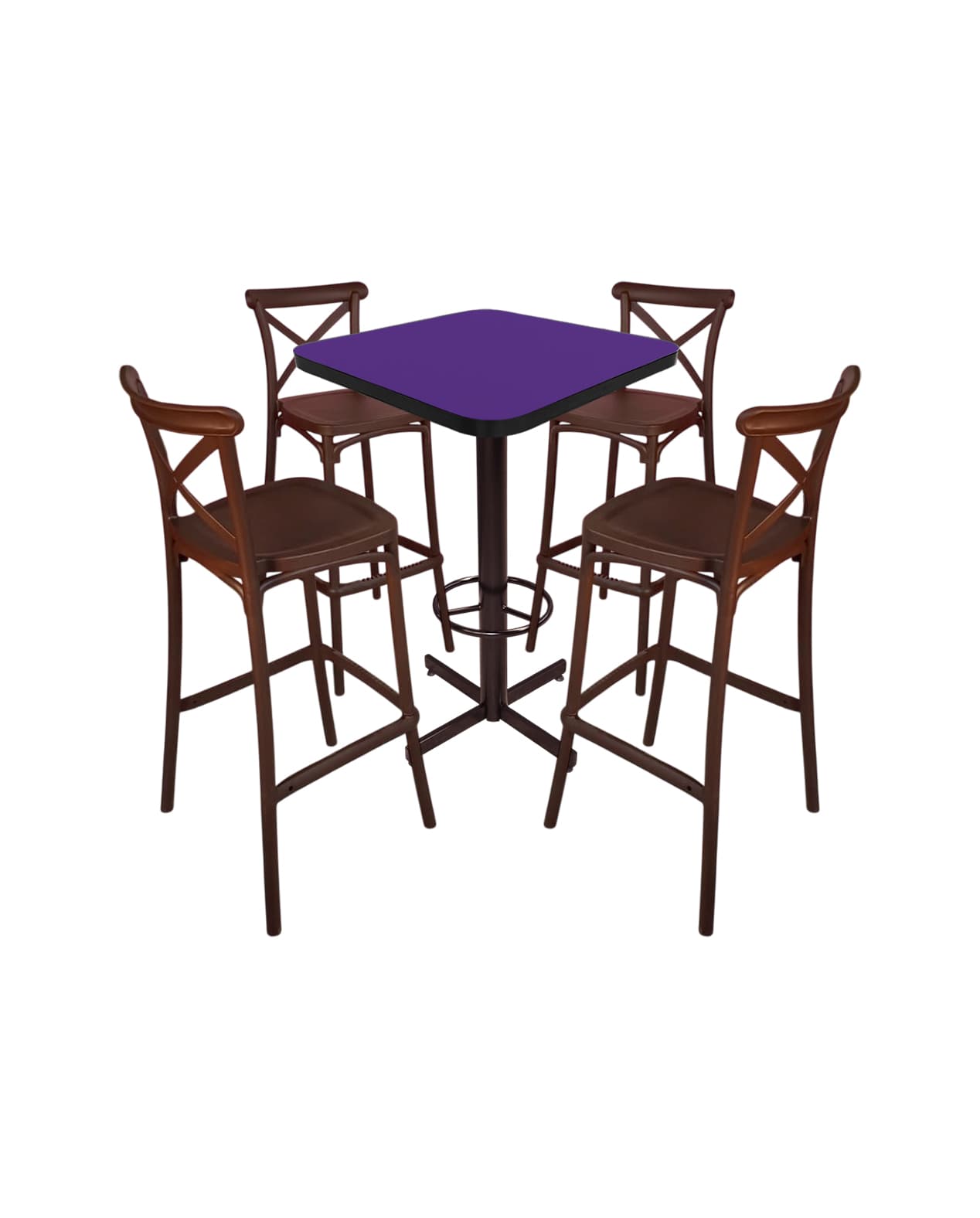Conjunto Periquero Modelo Crossback Morado - 4 bancos view 2