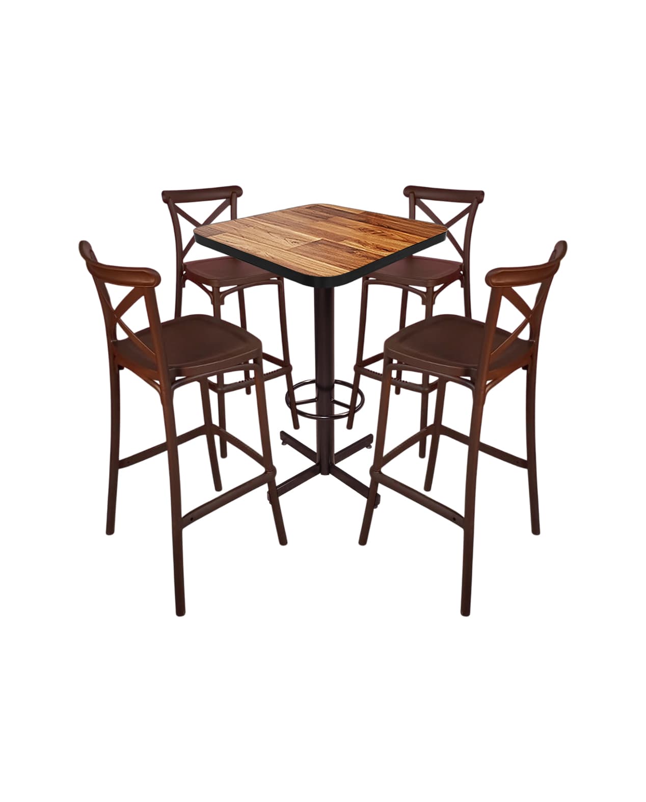 Conjunto Periquero Modelo Crossback Wood - 4 bancos view 2