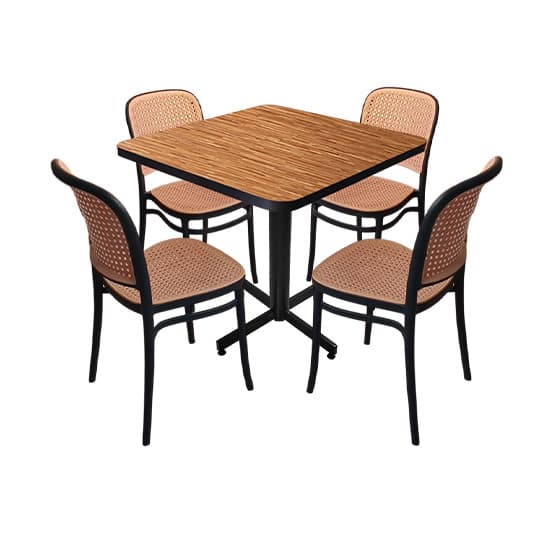 Conjunto Modelo Tulum Golden Bambú - estándar 4 sillas