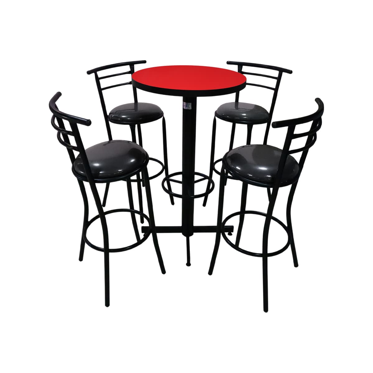 Conjunto Periquero Modelo Chabeli Rojo Liso Brillante - 4 bancos view 3