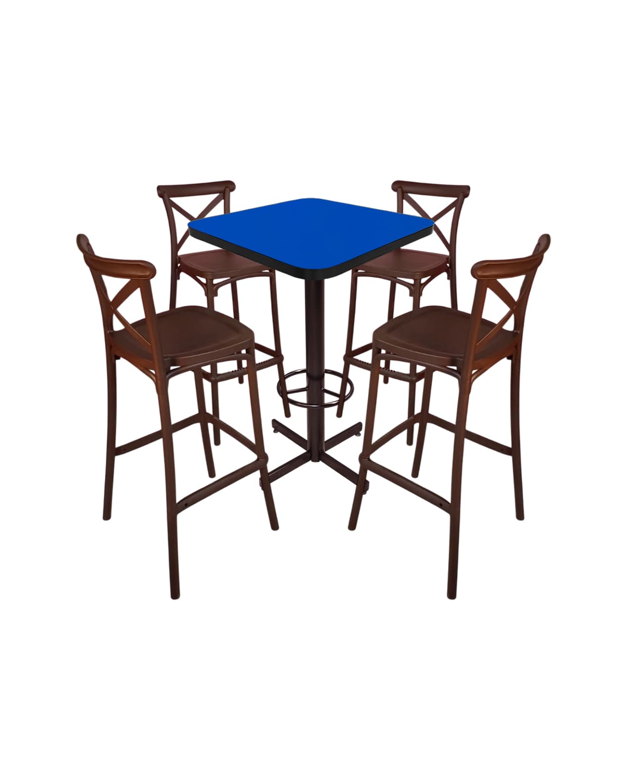 Conjunto Periquero Modelo Crossback Azul Rey - 4 bancos view 2