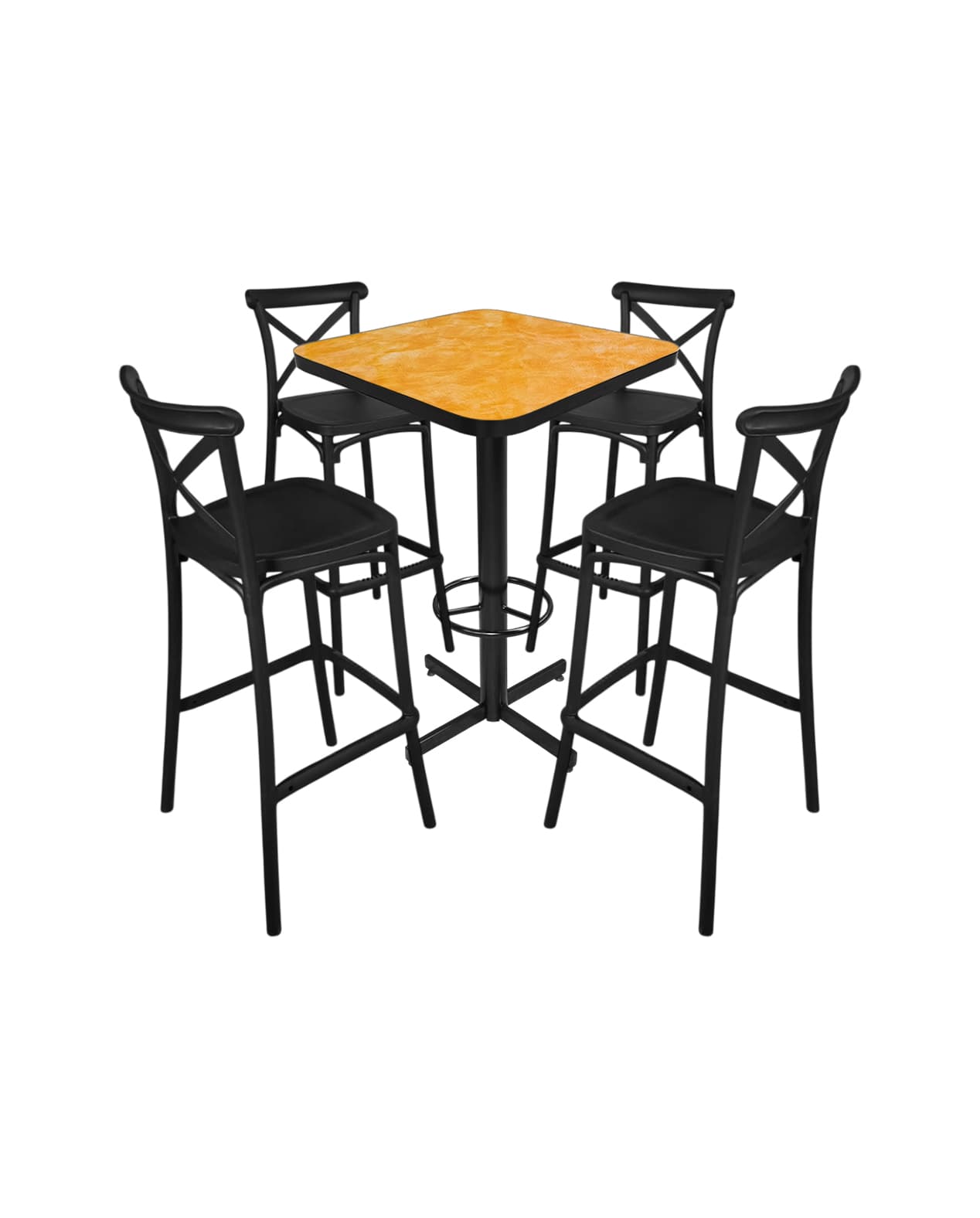 Conjunto Periquero Modelo Crossback Amarillo Deslavado - 4 bancos
