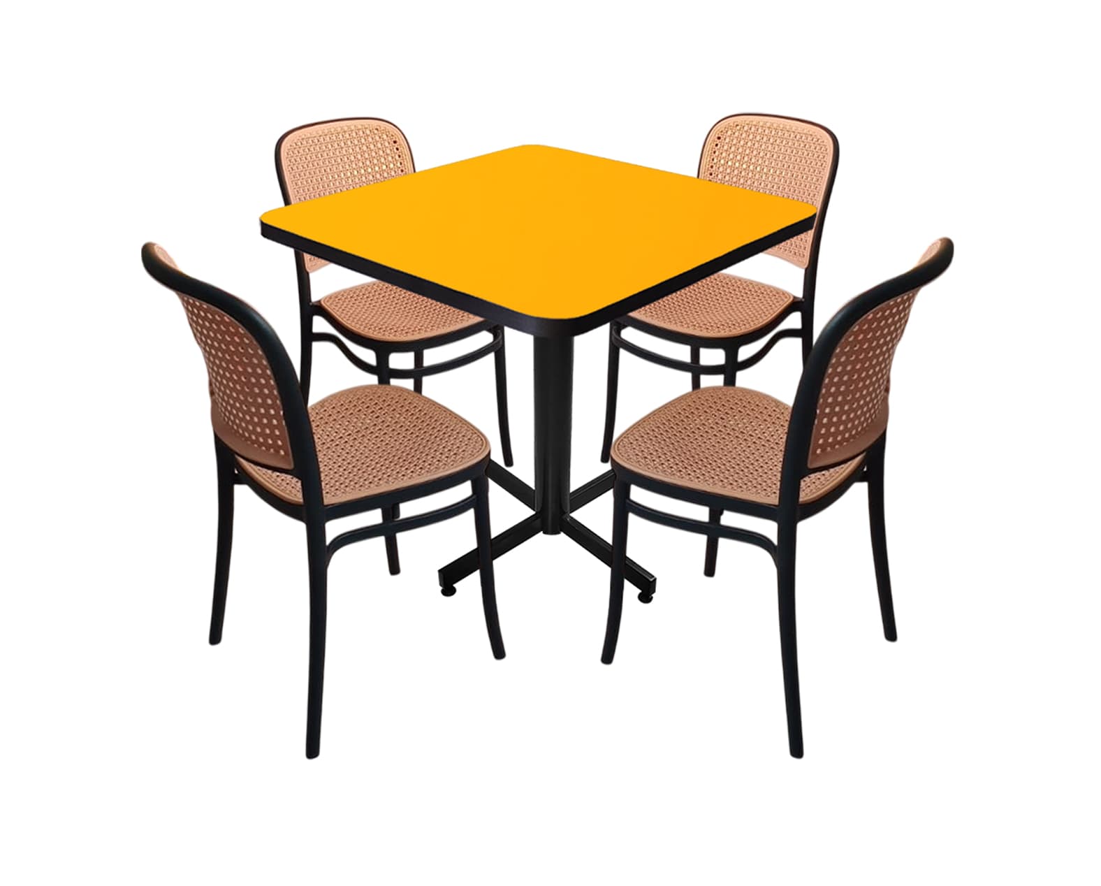 Conjunto Modelo Tulum Amarillo Liso - estándar 4 sillas