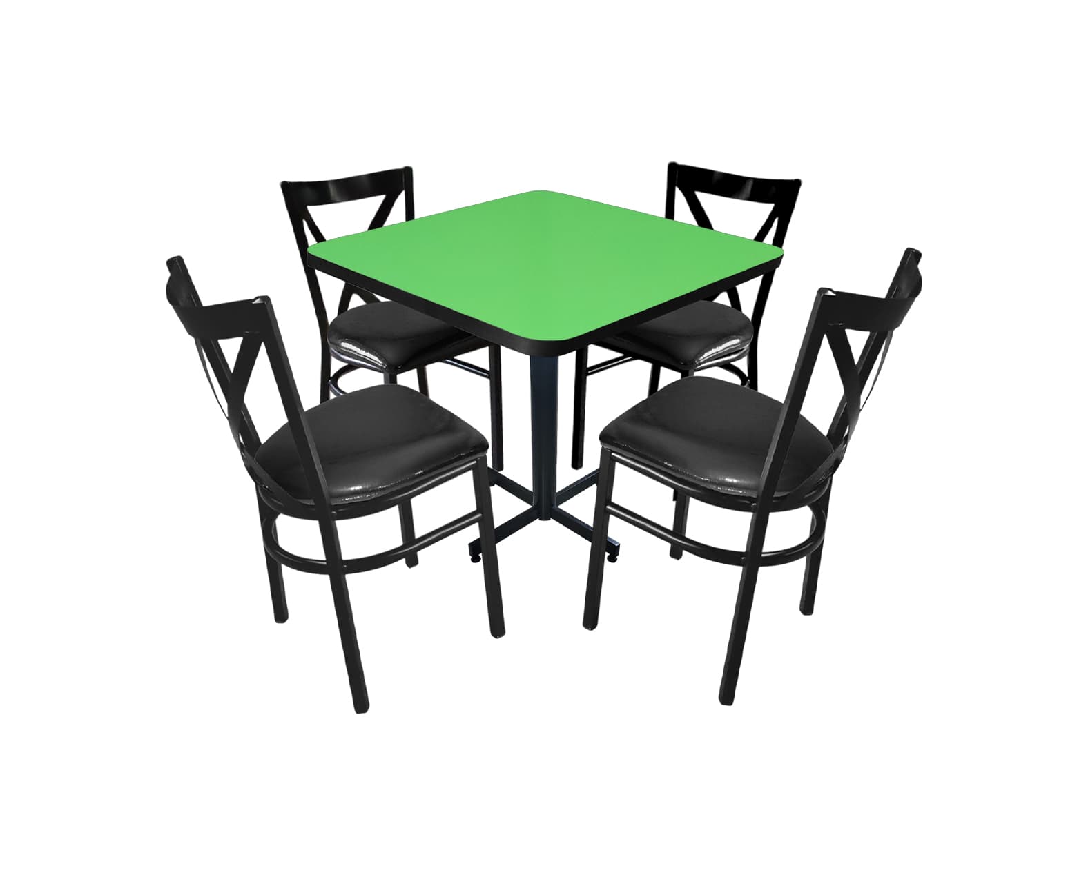 Conjunto Modelo Roma Verde Limón - estándar 4 sillas