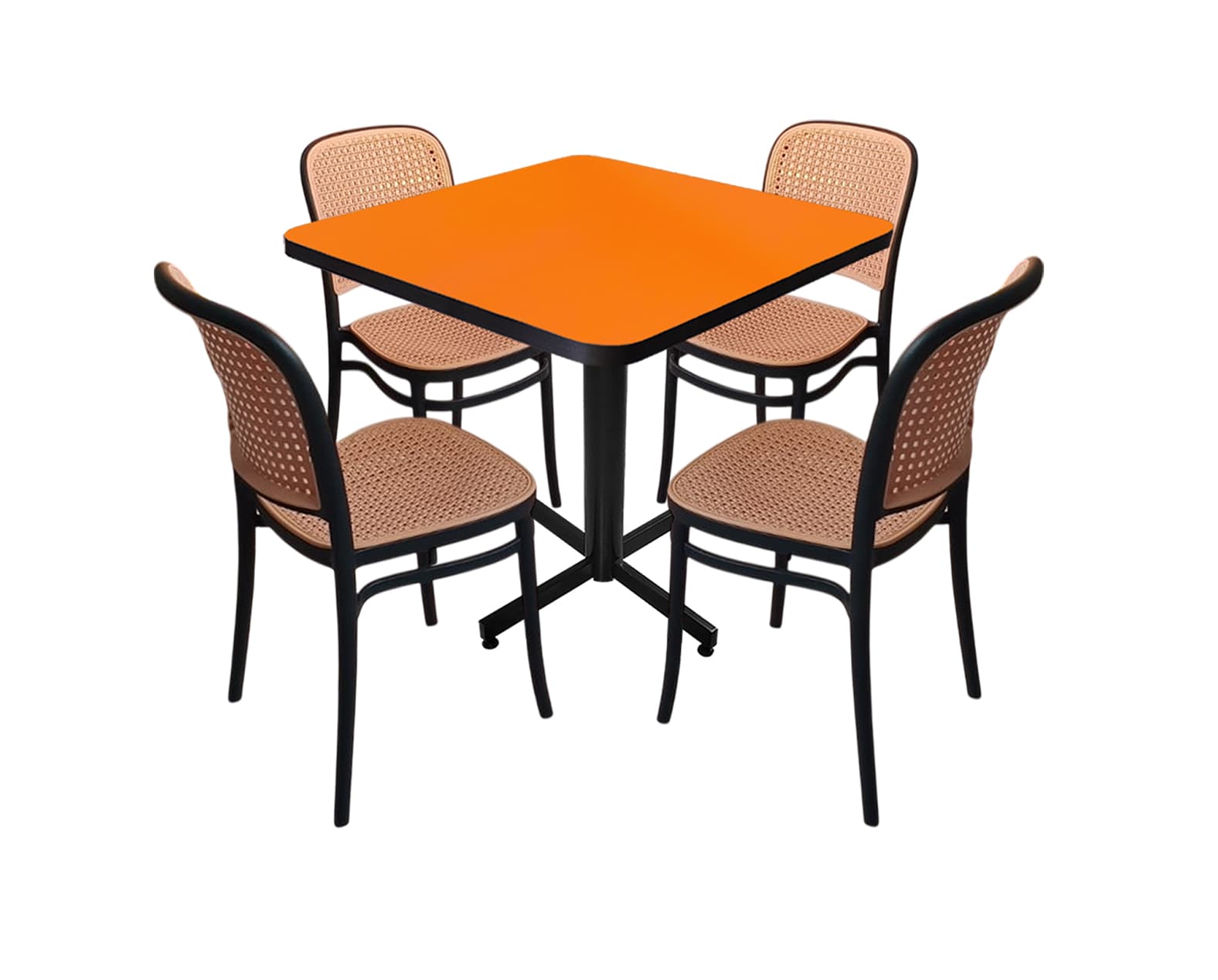 Conjunto Modelo Tulum Naranja - estándar 4 sillas