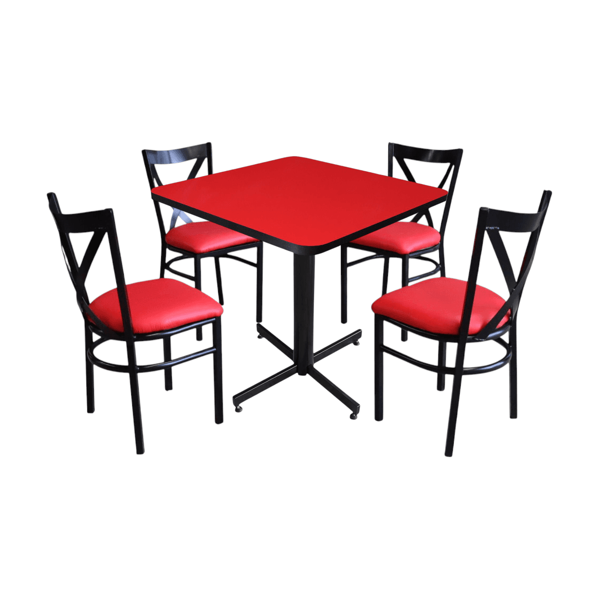 Conjunto Modelo Roma Rojo Liso Brillante - estándar 4 sillas view 4