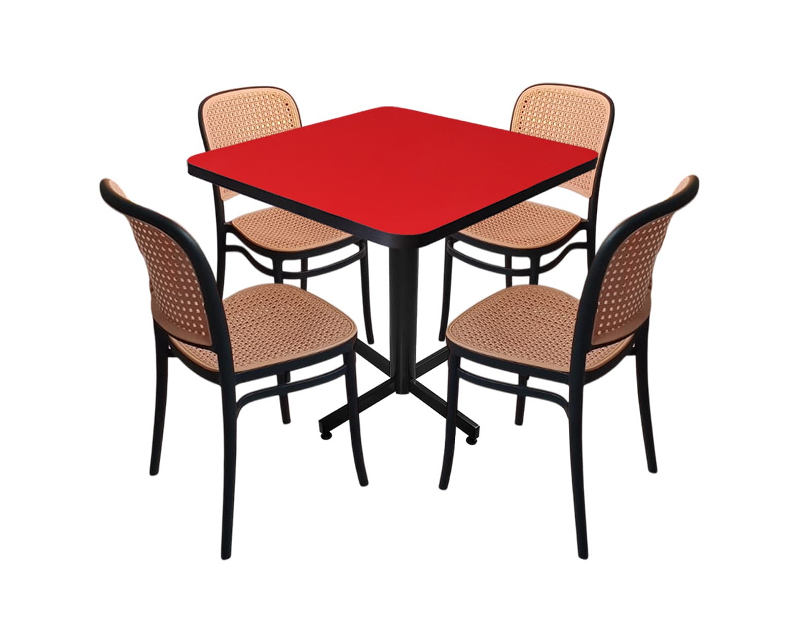 Conjunto Modelo Tulum Rojo Brillante - estándar 4 sillas