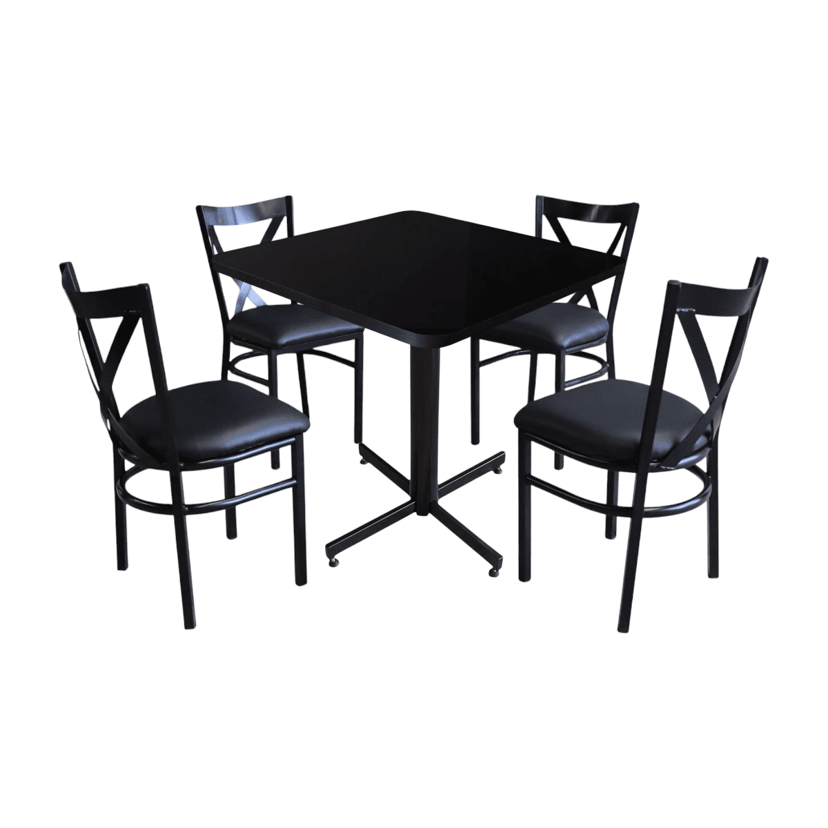 Conjunto Modelo Roma Negro Brillante - estándar 4 sillas