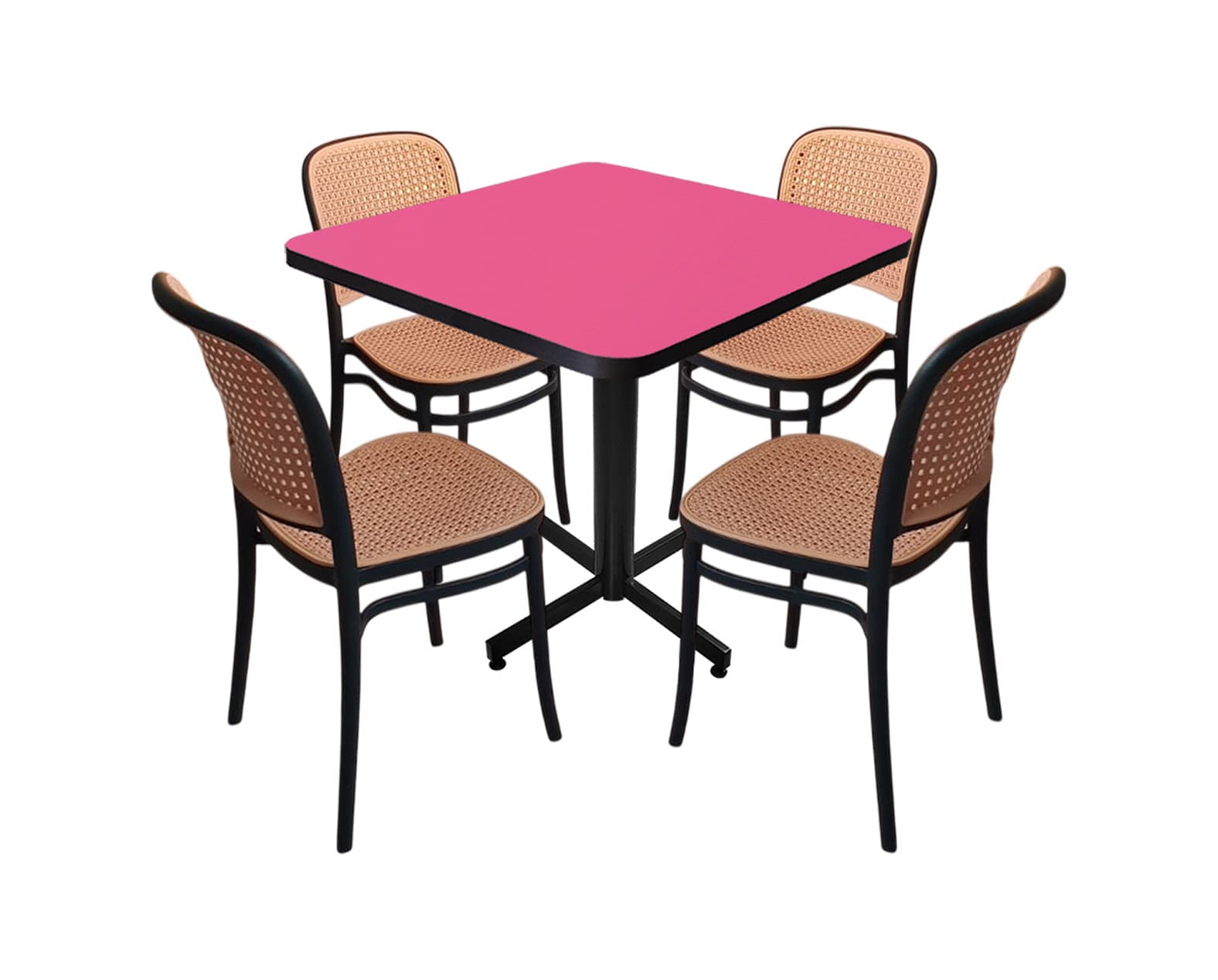 Conjunto Modelo Tulum Rosa Mate - estándar 4 sillas