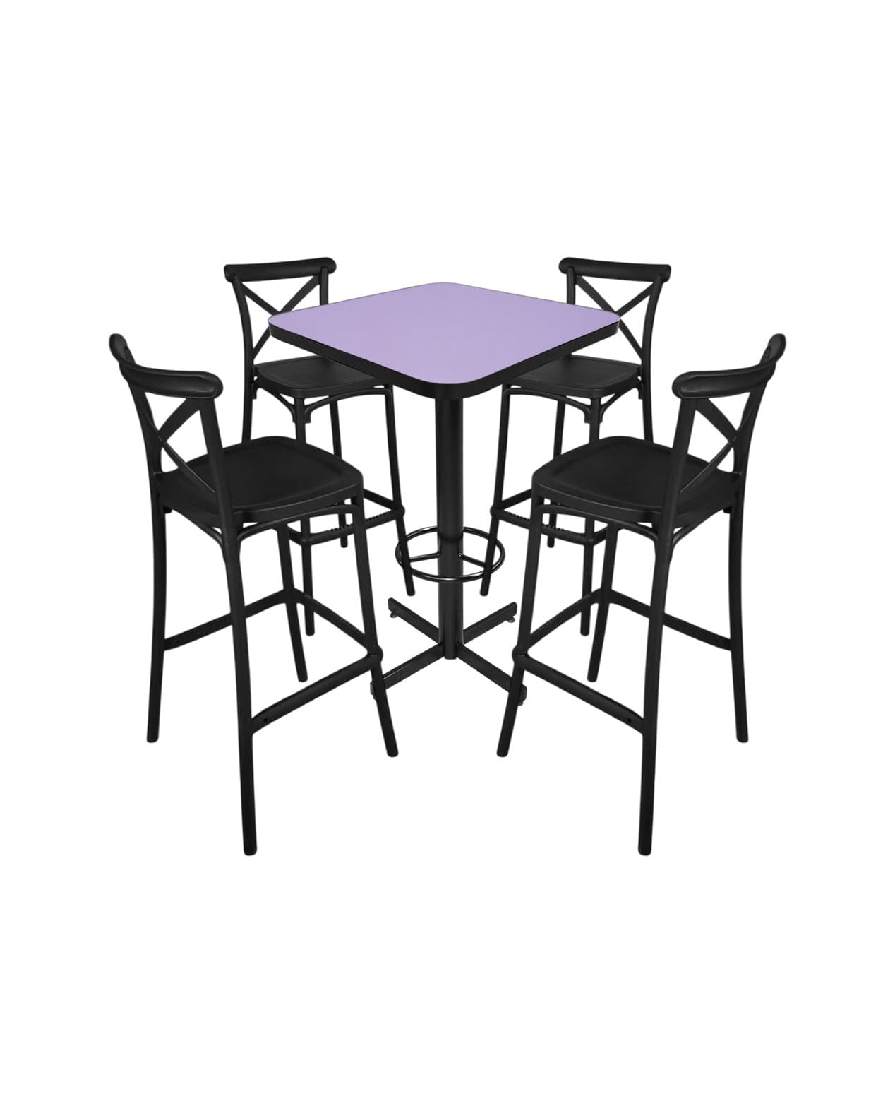 Conjunto Periquero Modelo Crossback Lila - 4 bancos