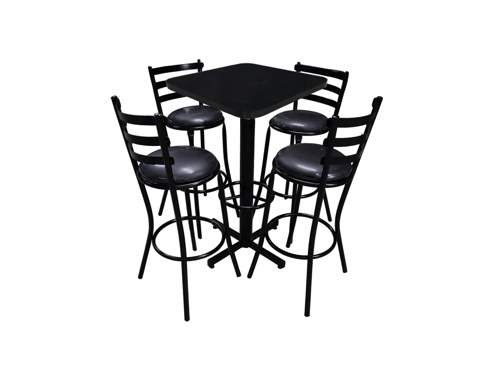 Conjunto Periquero Modelo Solera Negro Brillante - 4 bancos