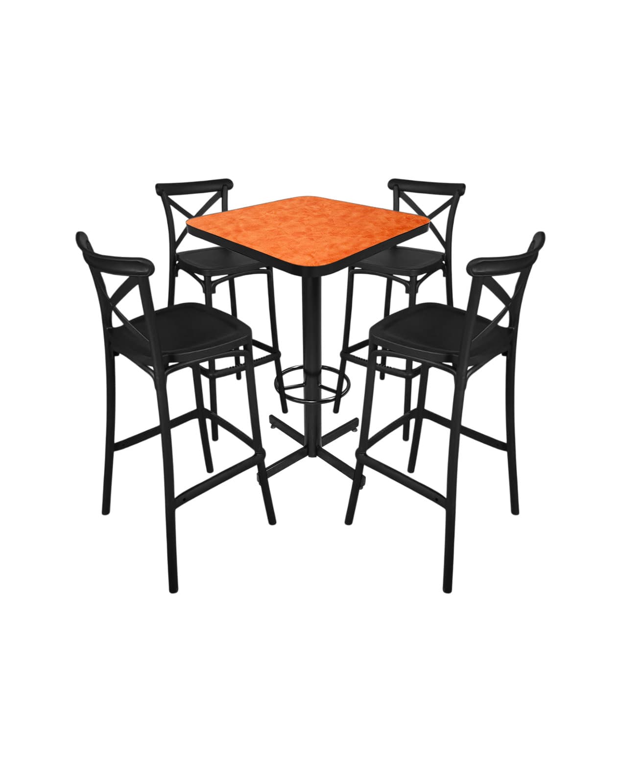 Conjunto Periquero Modelo Crossback Naranja Deslavado - 4 bancos