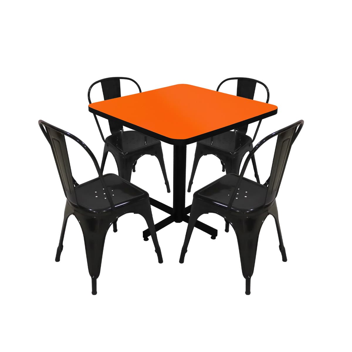 Conjunto Modelo Tolix Naranja Liso - estándar 4 sillas