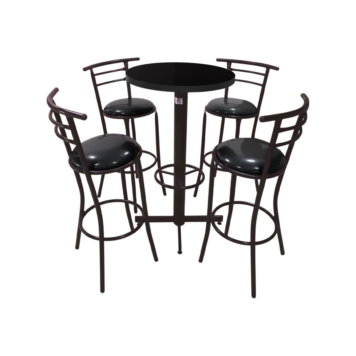 Conjunto Periquero Modelo Chabeli Negro Brillante - 4 bancos