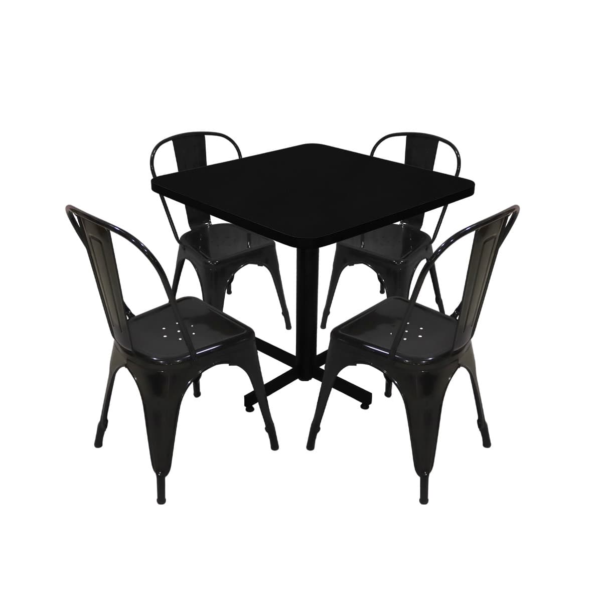 Conjunto Modelo Tolix Negro Brillante - estándar 4 sillas