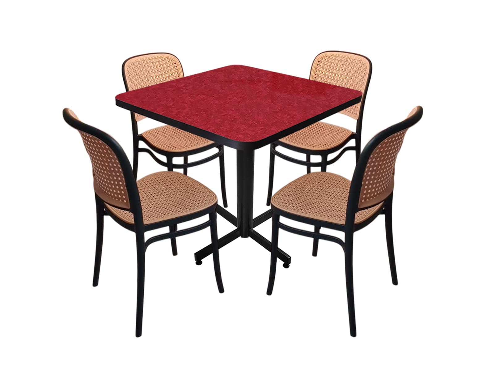 Conjunto Modelo Tulum Rojo Traventino - estándar 4 sillas