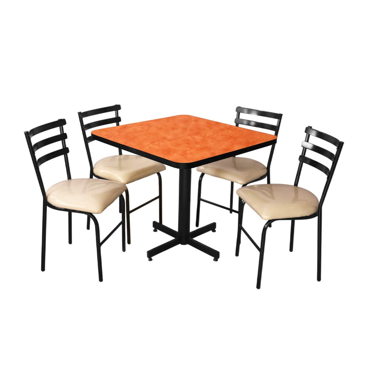 Conjunto Modelo Panda Naranja Deslavado - estándar 4 sillas