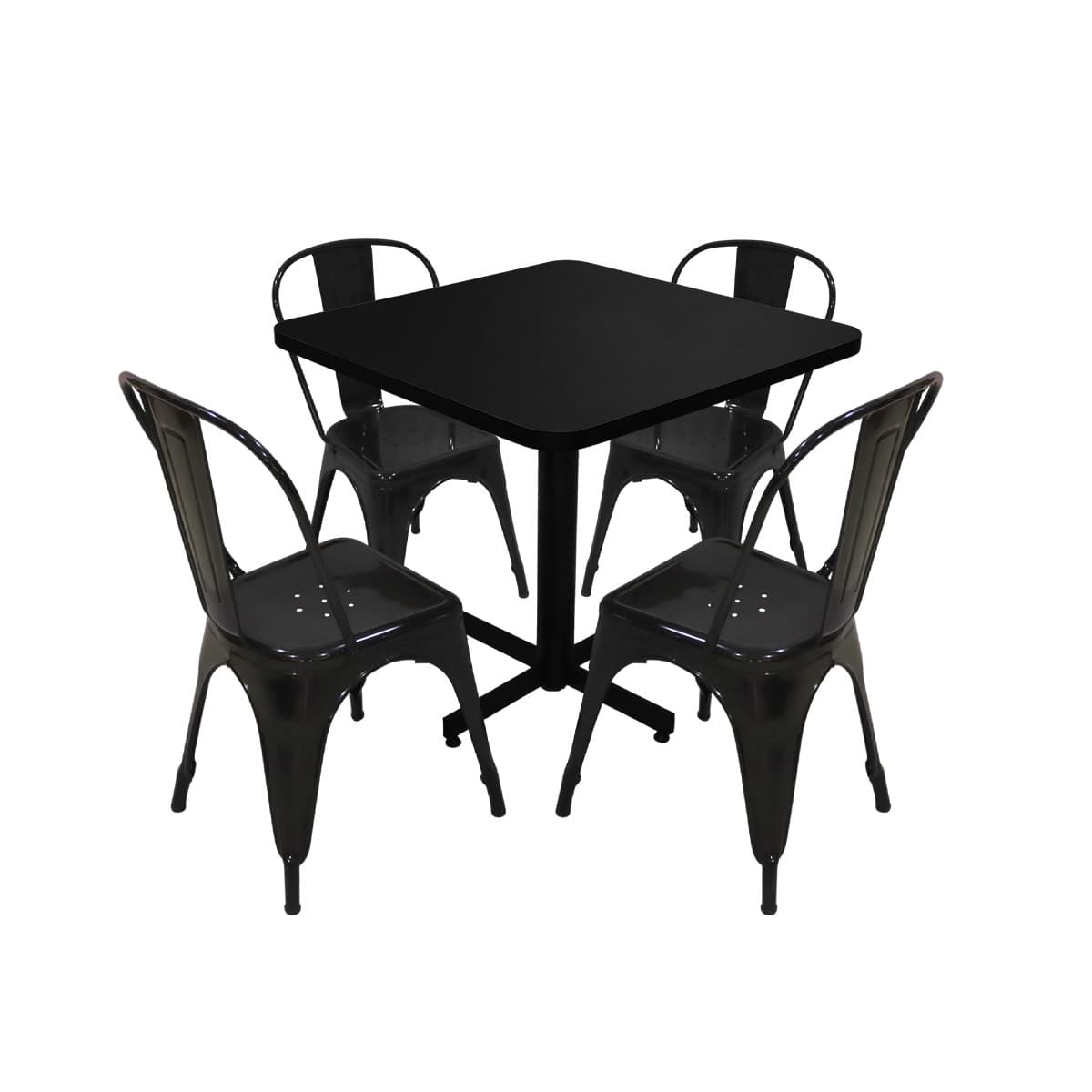 Conjunto Modelo Tolix Negro Mate - estándar 4 sillas