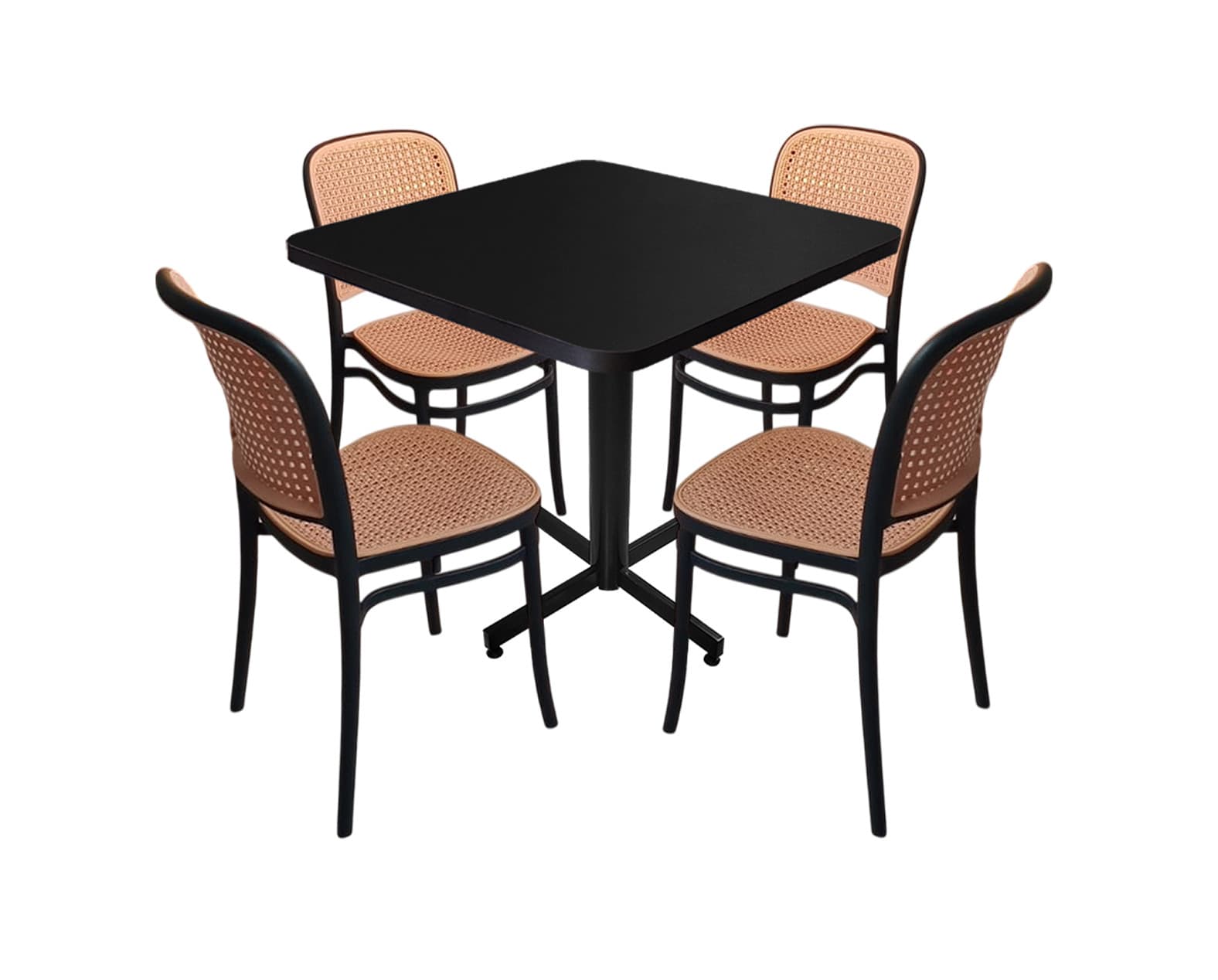 Conjunto Modelo Tulum Negro Mate - estándar 4 sillas