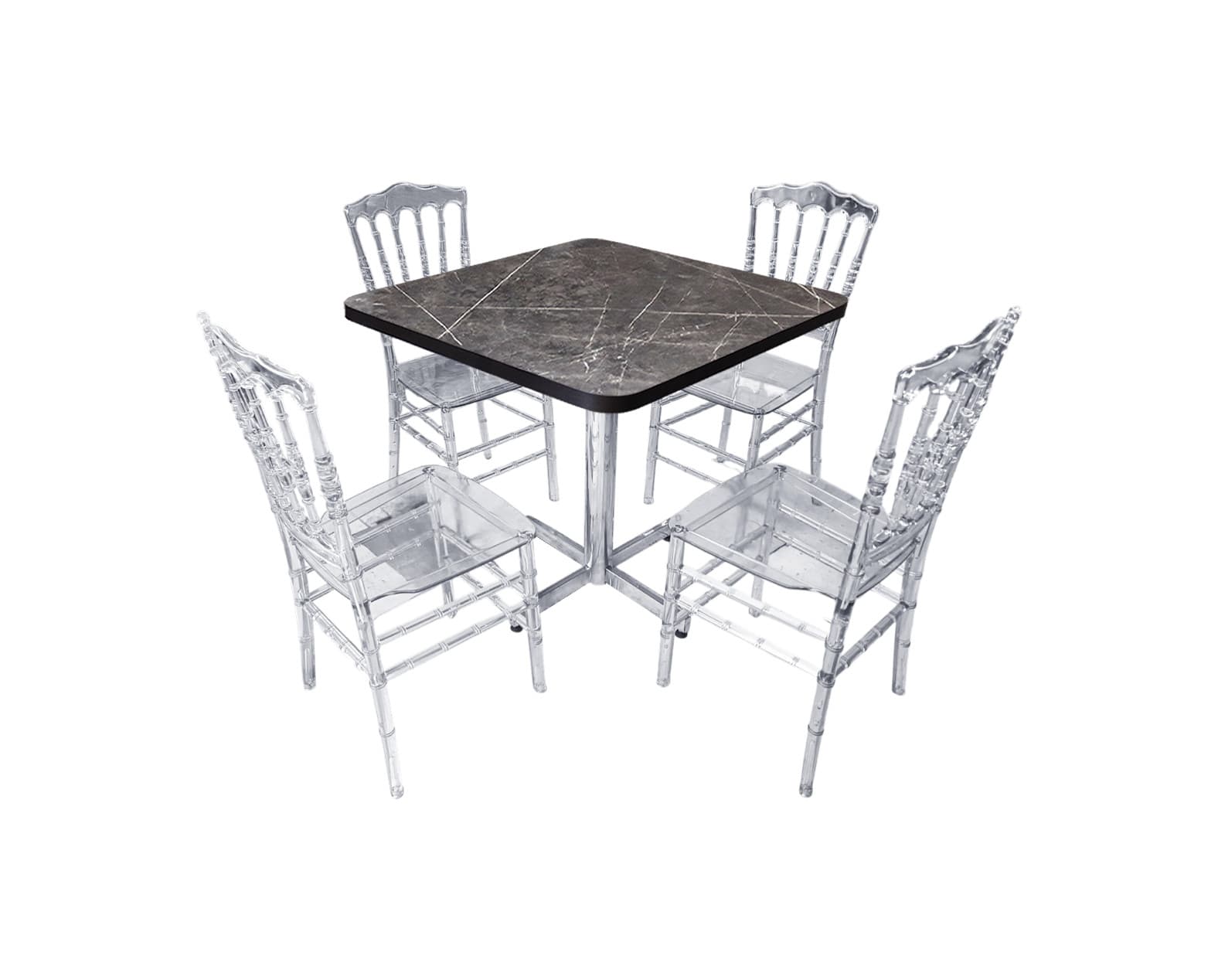 Conjunto Modelo Tiffany Gris Carrara - estándar 4 sillas