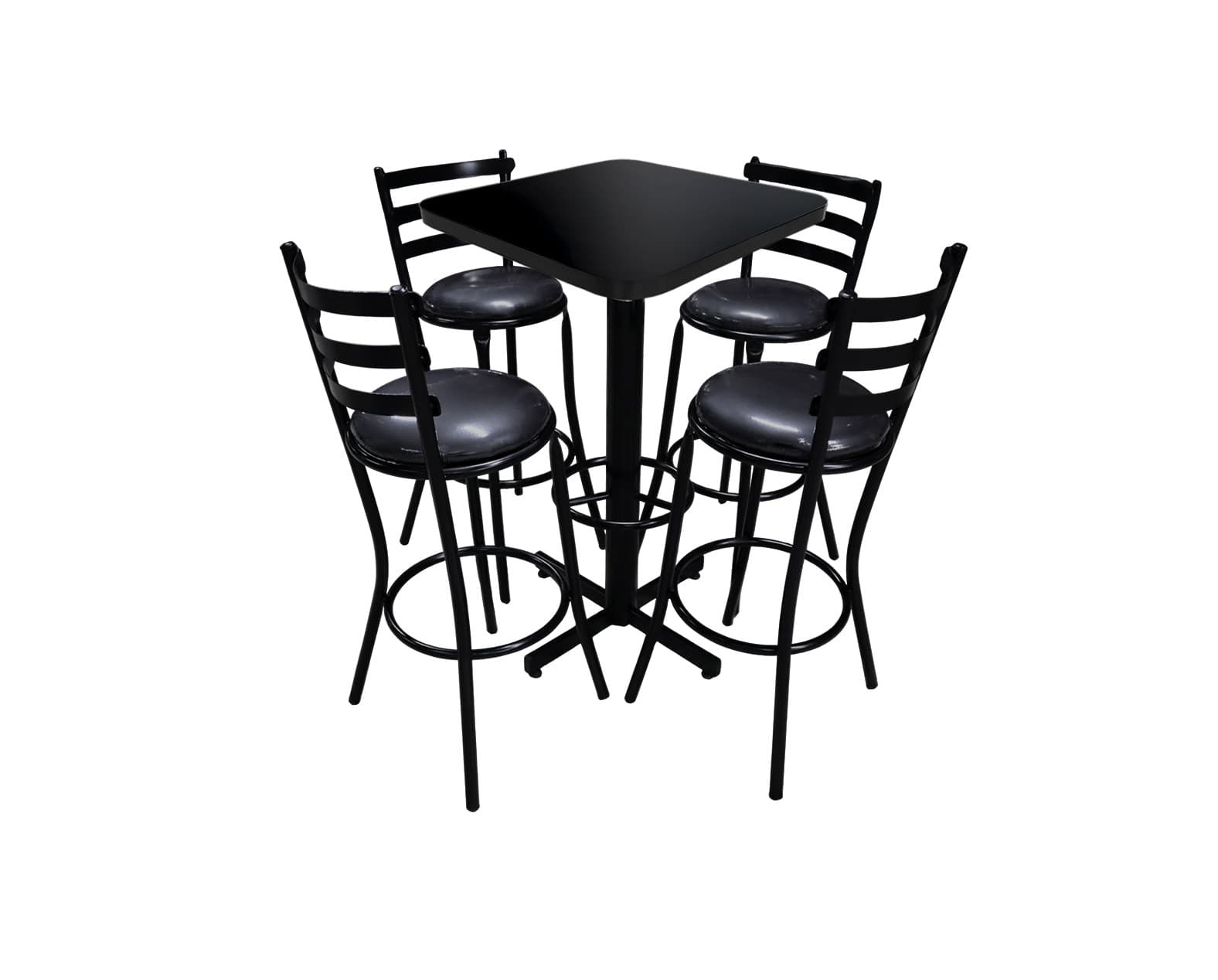Conjunto Periquero Modelo Solera Negro Mate- 4 bancos