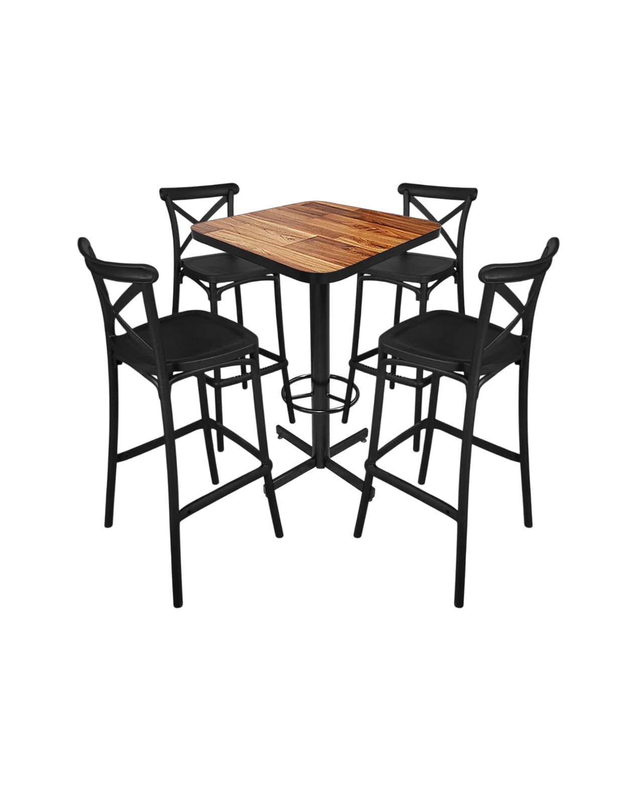 Conjunto Periquero Modelo Crossback Wood - 4 bancos