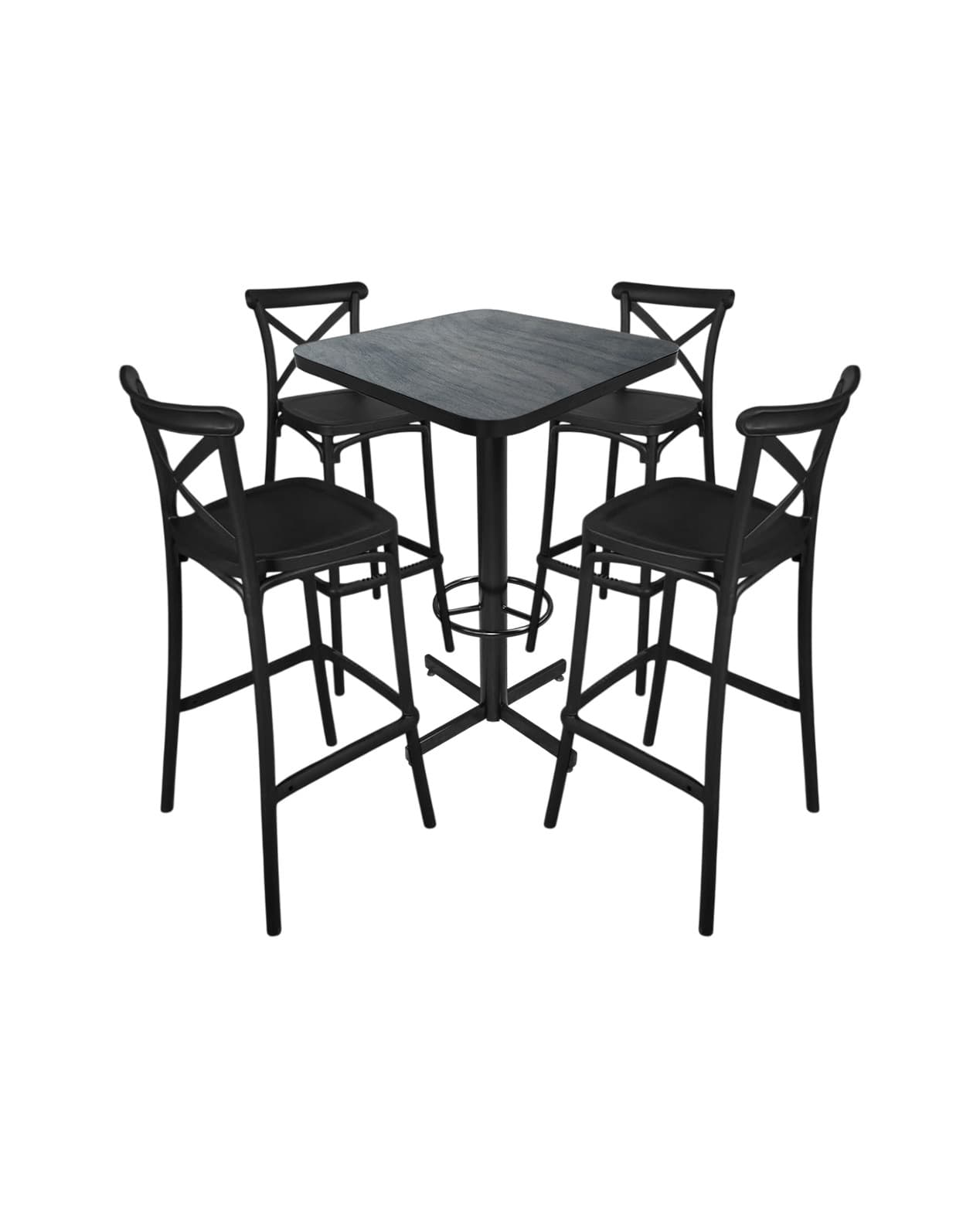 Conjunto Periquero Modelo Crossback Nogal Oscuro - 4 bancos