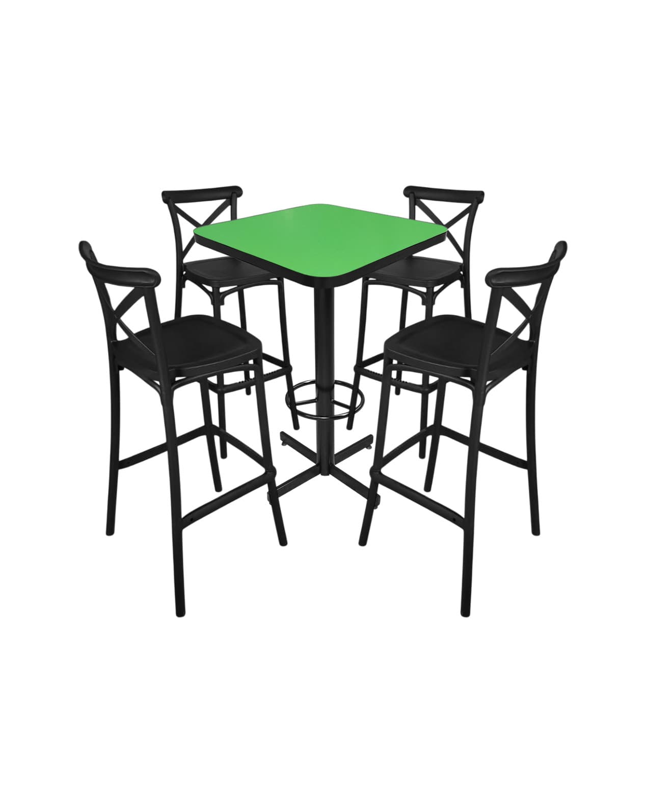Conjunto Periquero Modelo Crossback Verde Limón - 4 bancos