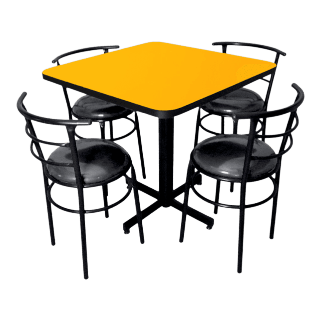 Conjunto Modelo Chabeli Amarillo Liso - estándar 4 sillas
