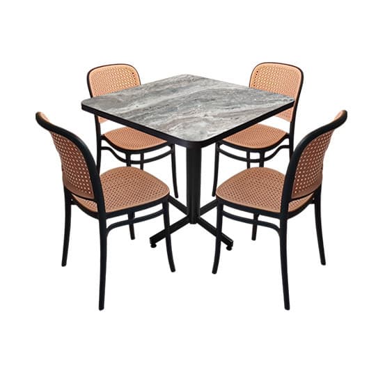 Conjunto Modelo Tulum Marmol Gris - estándar 4 sillas