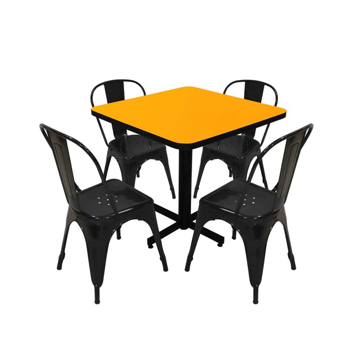 Conjunto Modelo Tolix Amarillo Liso - estándar 4 sillas