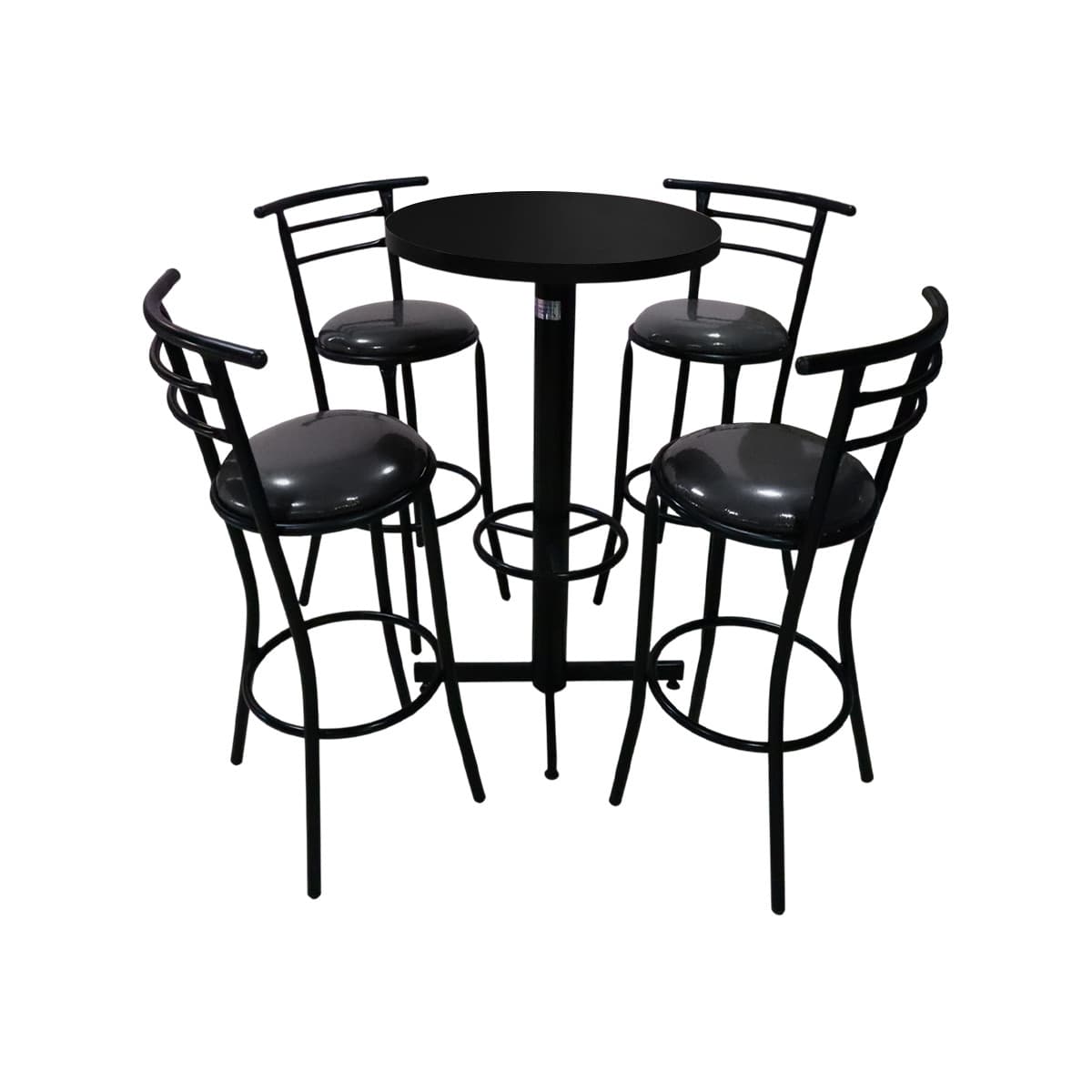 Conjunto Periquero Modelo Chabeli Negro Mate - 4 bancos